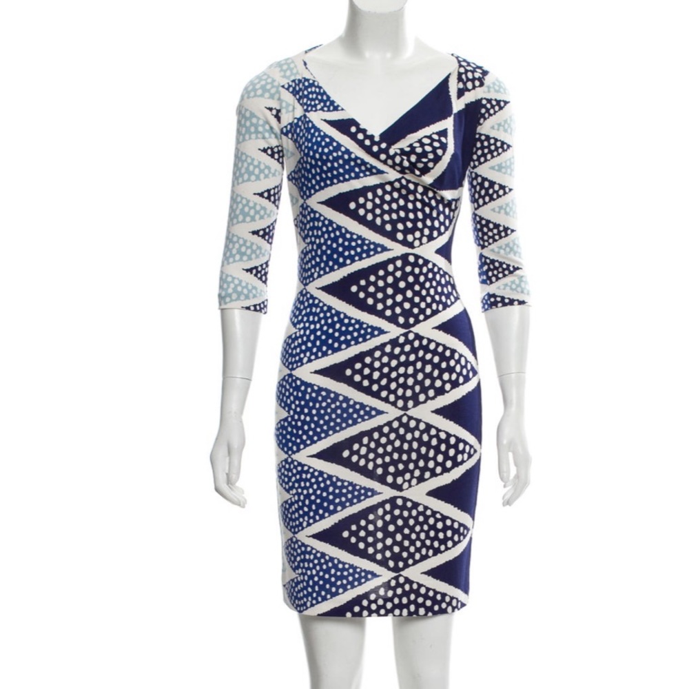 DV Printed Silk  Jersey Cowl Neck Lune Dress